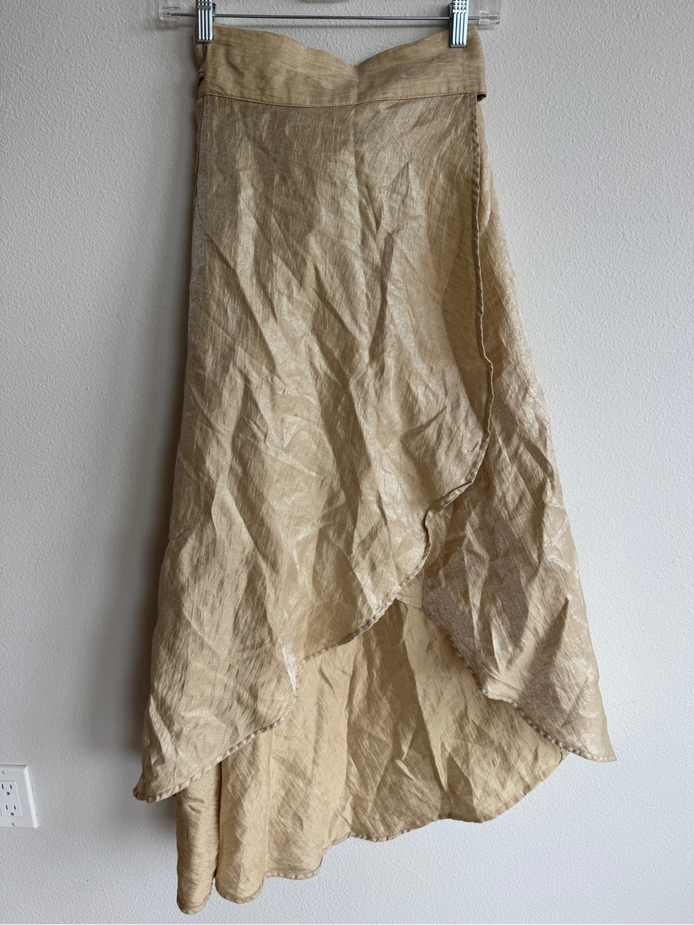 Claude Tulum 100% Silk Wrap Maxi Skirt Gold Champagne One Size